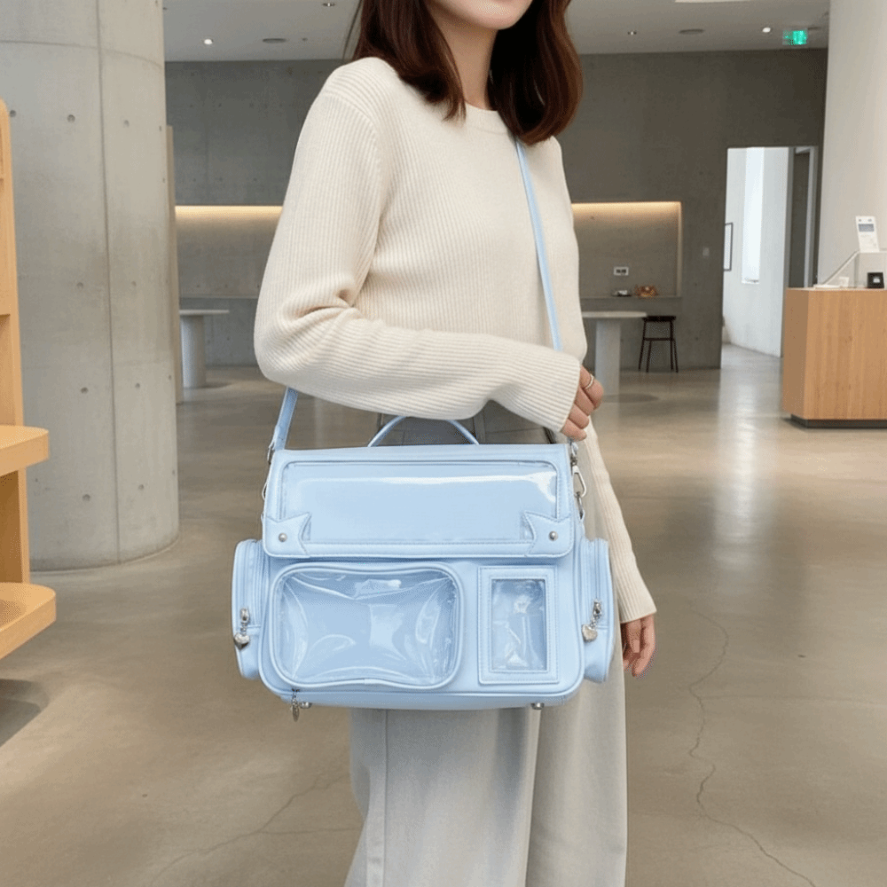 Leather Work Backpack - Mochila Ita Transparente Convertible de Cuero