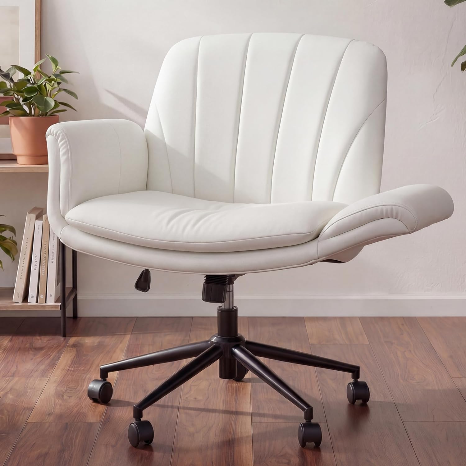 Leatherworking Leveling - Silla giratoria con ruedas de piel