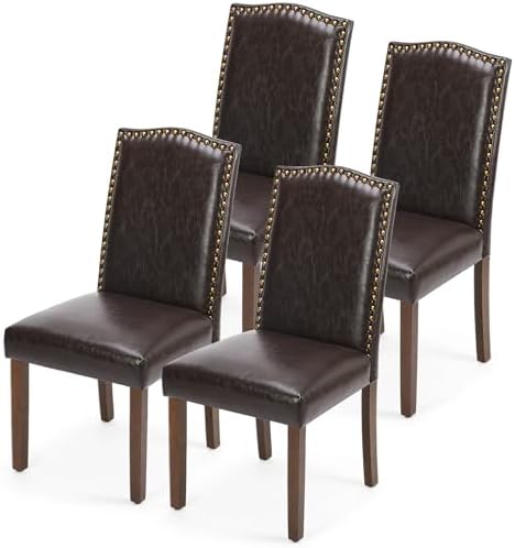 Juego de 4 Sillas de Comedor,  - Leatherwork Desk reseña y precio