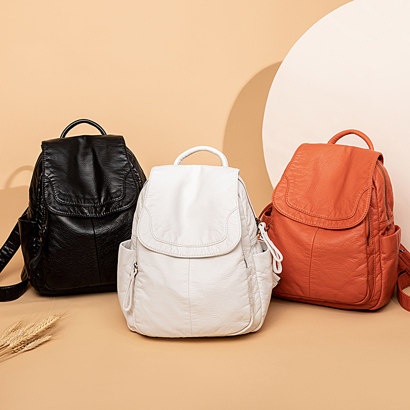 Mochila De Cuero lavado blanco - Leather Work Backpack reseña y precio