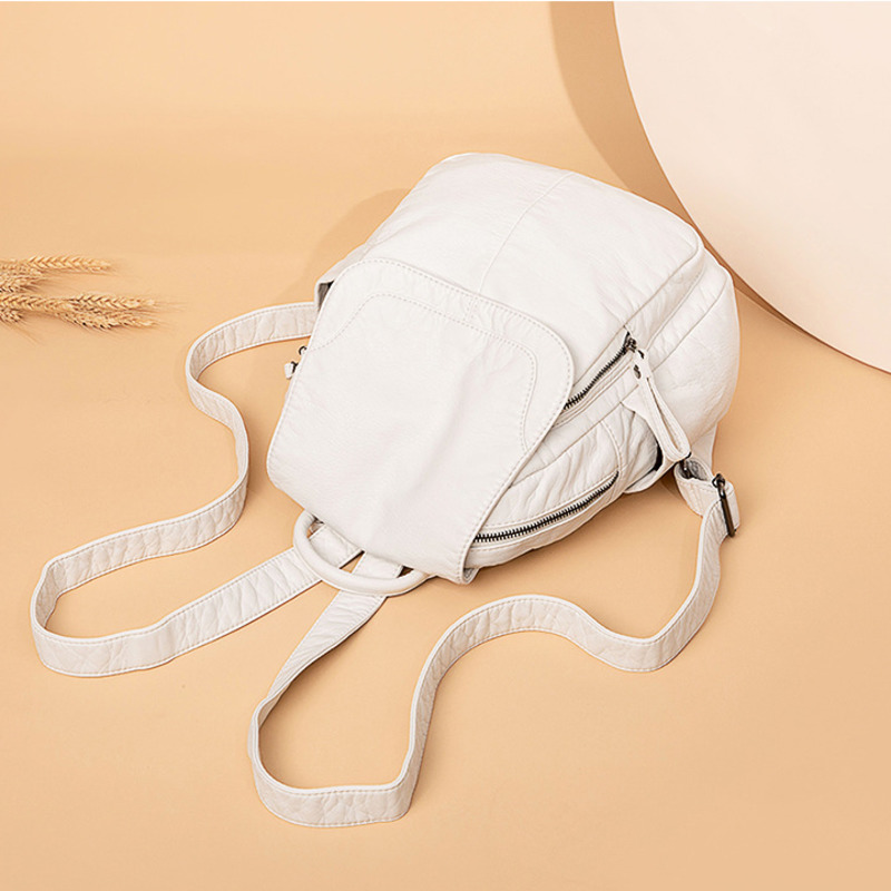 Mochila De Cuero lavado blanco - Leather Work Backpack reseña y precio